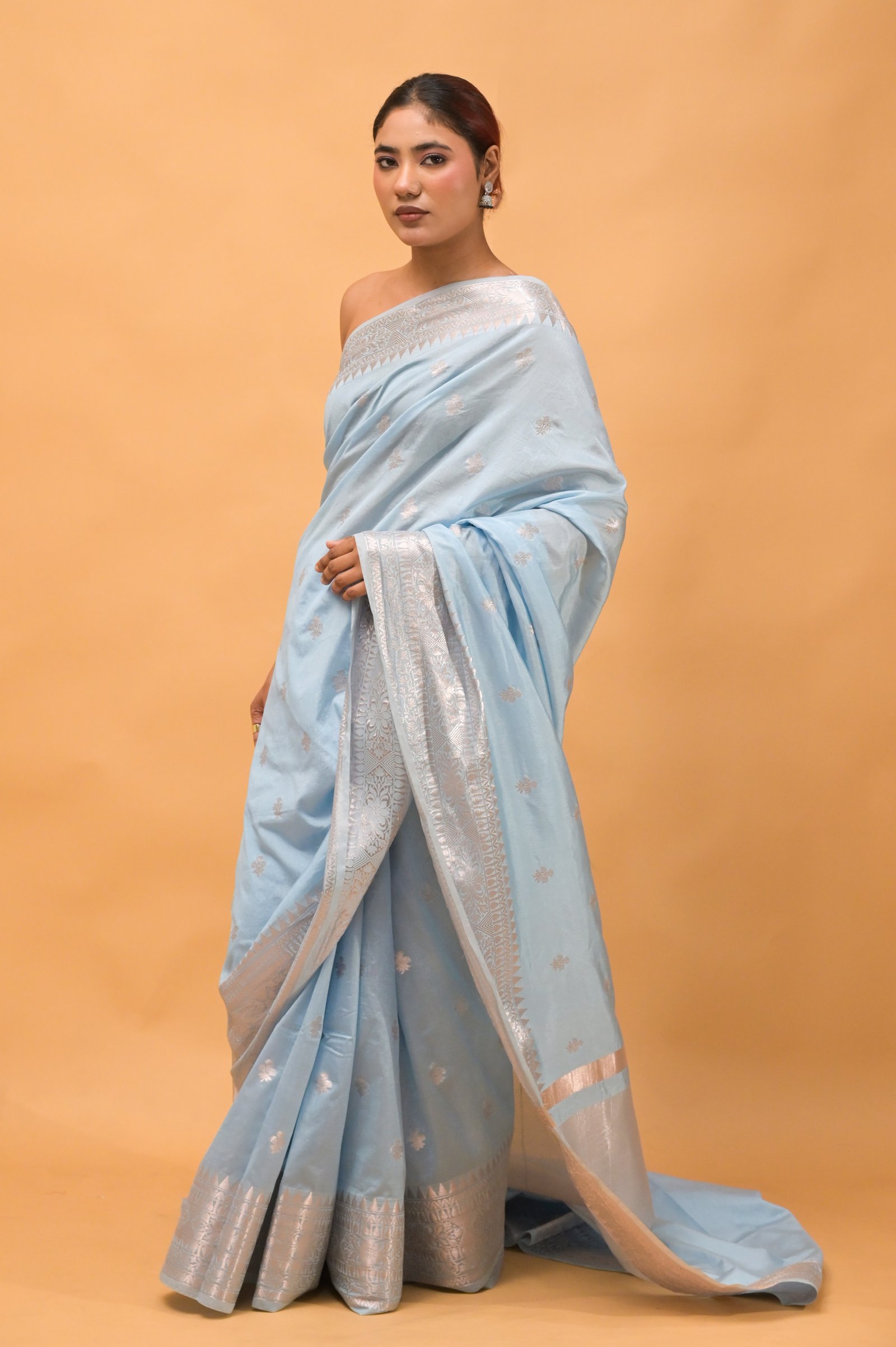 Handwoven Elegance in Pastel Blue Katan Silk Banarasi  Saree